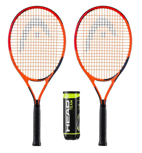 Head Radical 27 2 Player Tennis Racket Set + Covers & 3 Balls - 2023