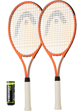 2 x HEAD Ti Radical 27 Adult Tennis Racket Set & 3 Tennis Balls