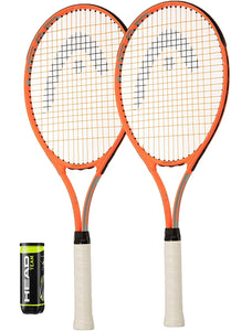2 x Head Ti Radical 27 Adult Tennis Rackets & 3 Tennis Balls