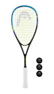 Head IG Cyano Squash Racket + 3 Squash Balls